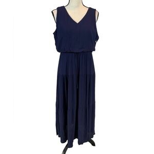 Nina Leonard Sleeveless Tank Maxi Dress - Navy Blue - size Small